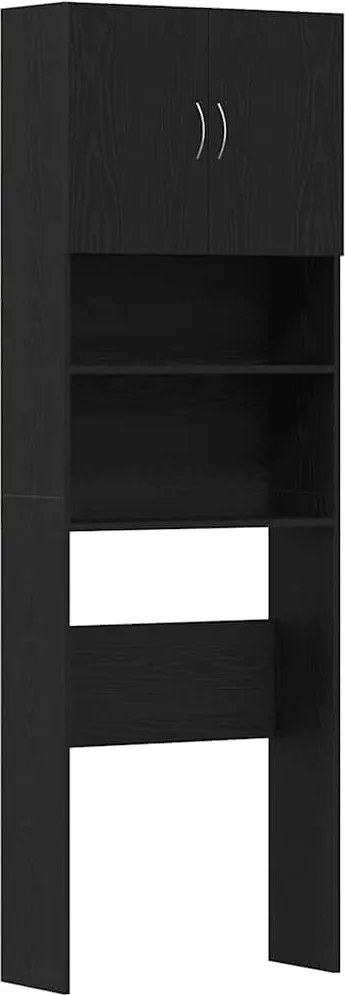 vidaXL fekete tölgy szerelt fa mosógépszekrény 64 x 24 x 190 cm