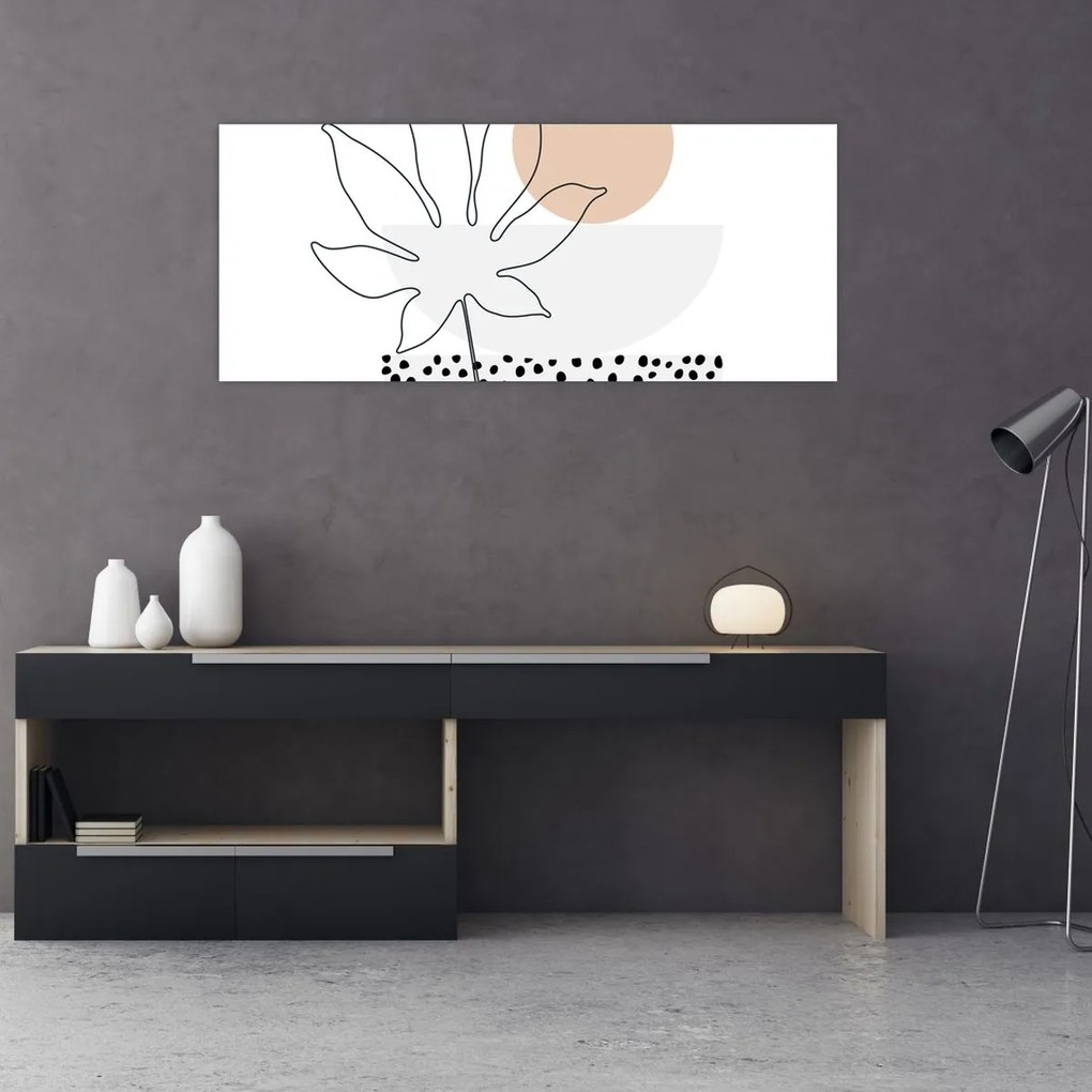 Kép - Vonal művészet virágok N⁰3 (120x50 cm)