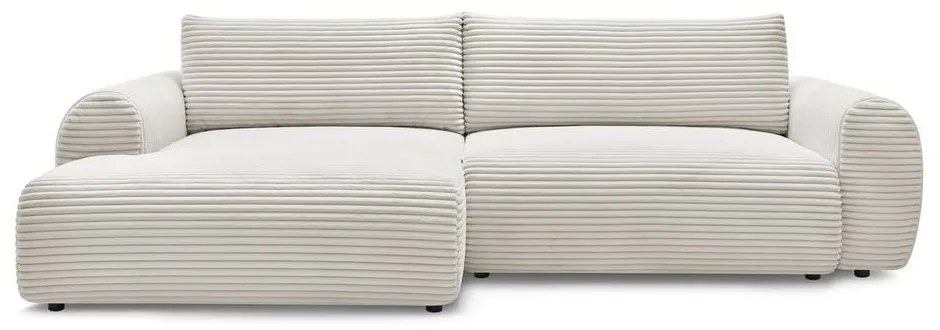 Krémszínű kordbársony kinyitható sarokkanapé (bal oldali) Lucien – Bobochic Paris