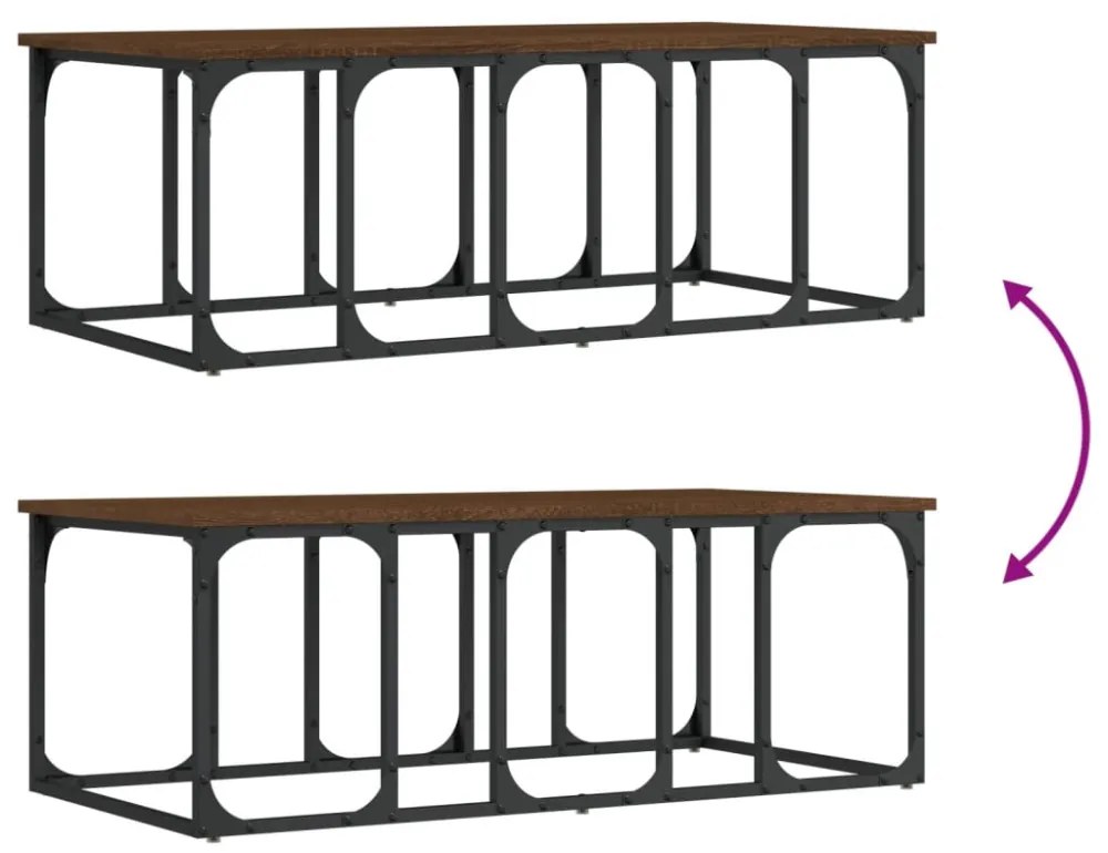 barna tölgyszínű szerelt fa dohányzóasztal 100 x 50 x 35,5 cm