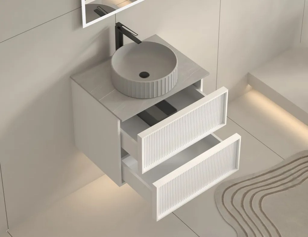 AREZZO design SAVONA 60 cm-es Fürdőszoba alsószekrény 2 fiók, matt fehér