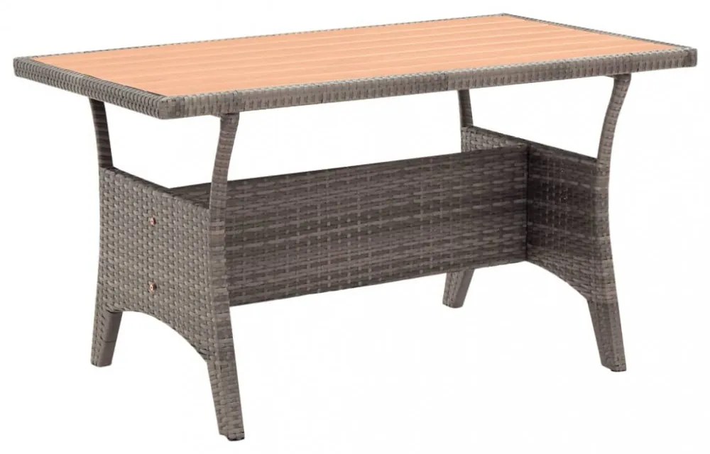 3 részes polyrattan kerti étkezőgarnitúra szürke párnákkal