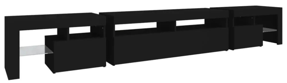 fekete TV-szekrény LED-világítással 260x36,5x40 cm
