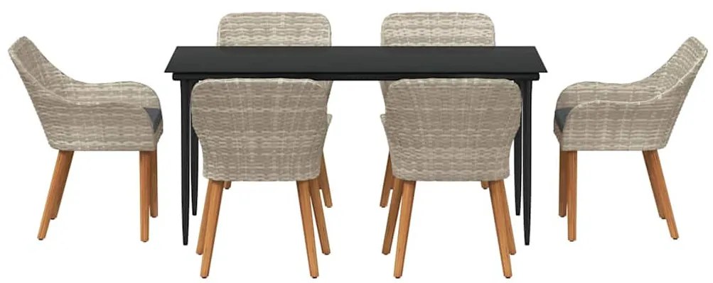 Étkezőgarnitúra 7 pcs Világosszürke Poli rattan
