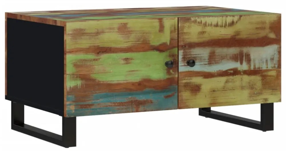 tömör újrahasznosított és szerelt fa dohányzóasztal 80x50x40 cm