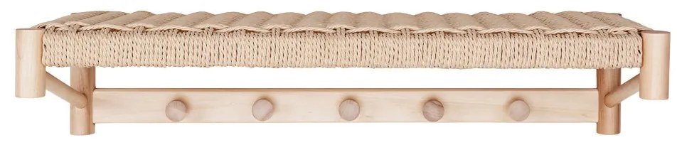 Abano kalaptartó fogas, fa, natúr fonott polc 78x31 cm