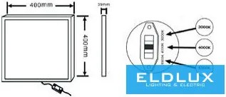 ELDLUX LP40-30W-3C Négyzetes Mennyezeti Lámpa IP20