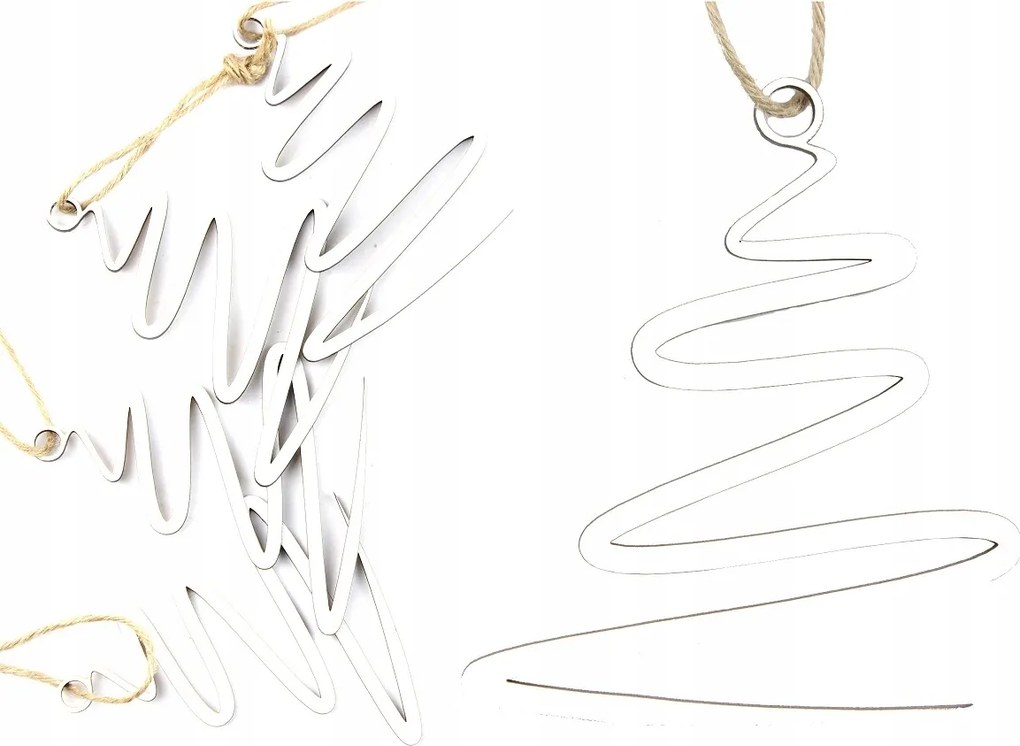 Fából Készült Bombák Karácsonyfa Fehér 5 db 20cm Fekete