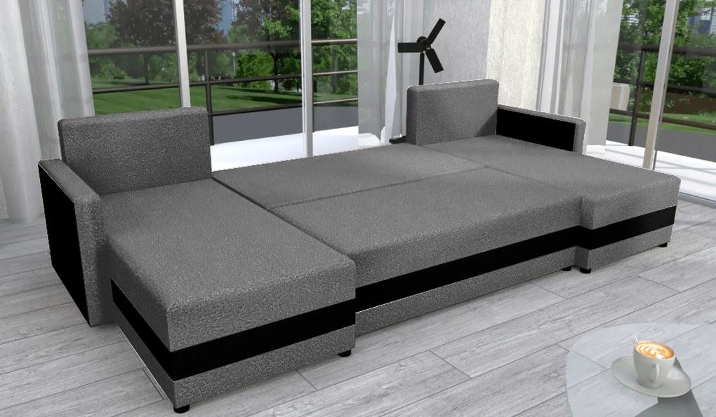 Univerzális ülőgarnitúra, szürke/fekete, PAULITA U