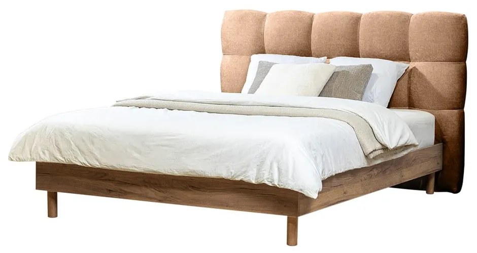 Világos rózsaszín kárpitozott franciaágy ágyráccsal 180x200 cm Kumo – Bobochic Paris