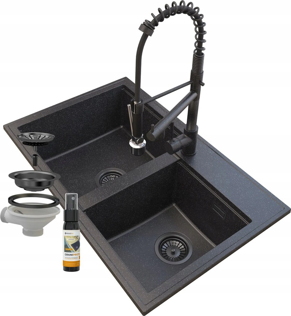 Gránit Mosogató Csaptelep Spirál Gránit Szifon Hektor