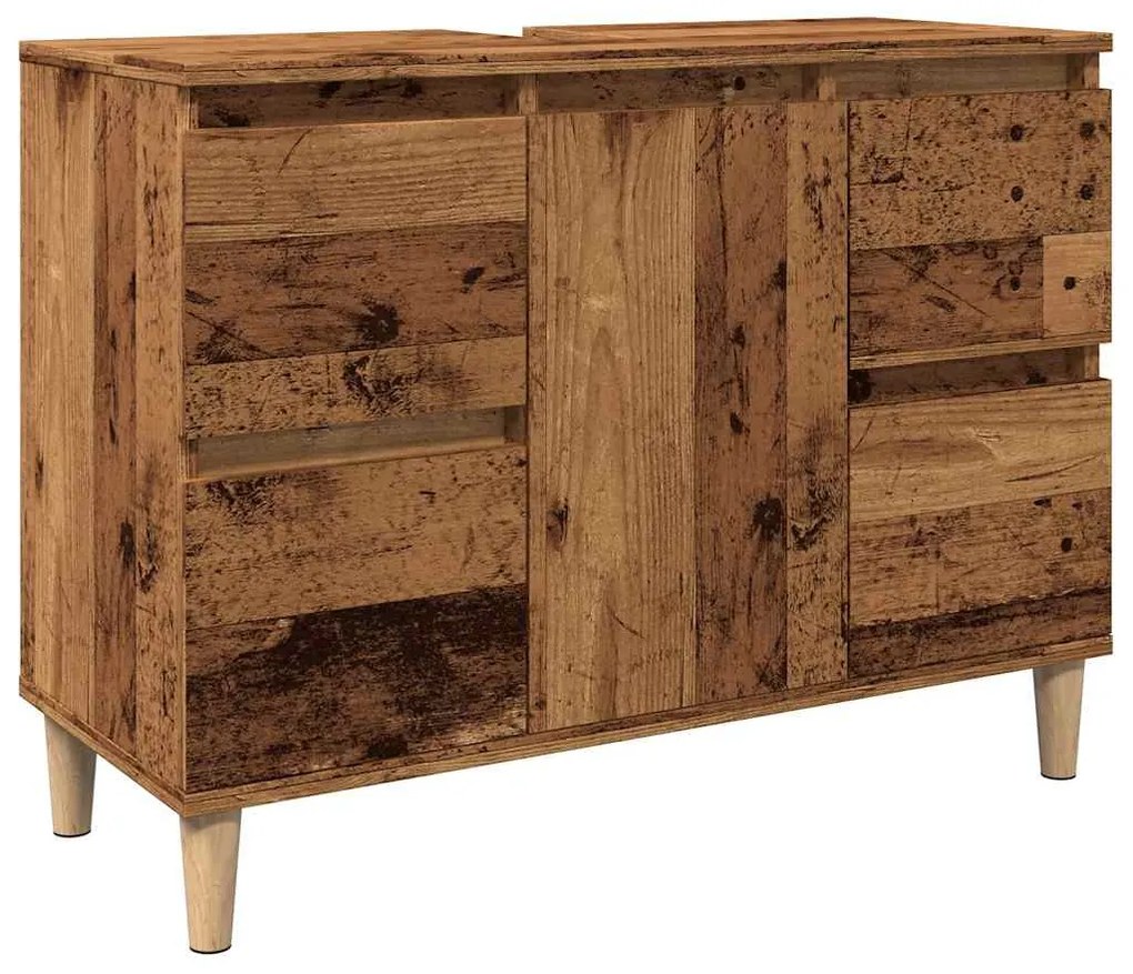 antik fa színű szerelt fa mosdószekrény 80 x 33 x 60 cm