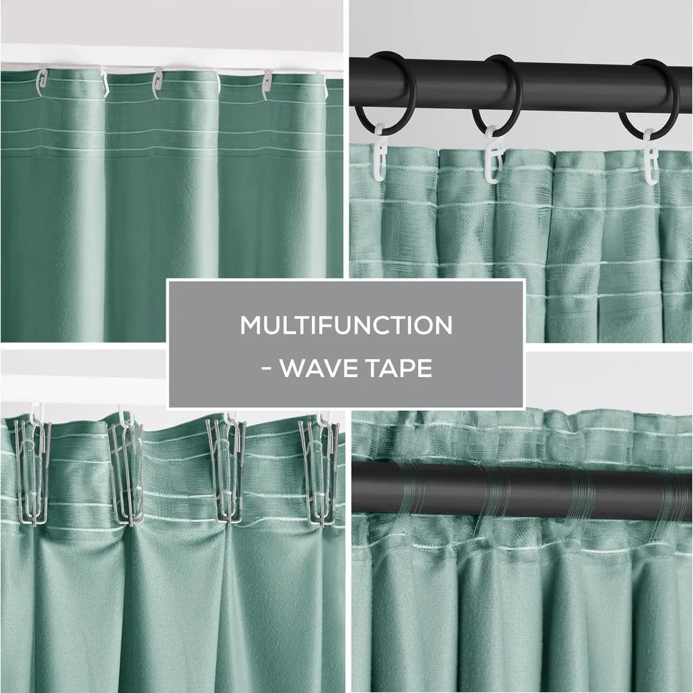 Világoszöld bársony dimout (részleges sötétítő) függöny 140x245 cm Pleat – Restilo