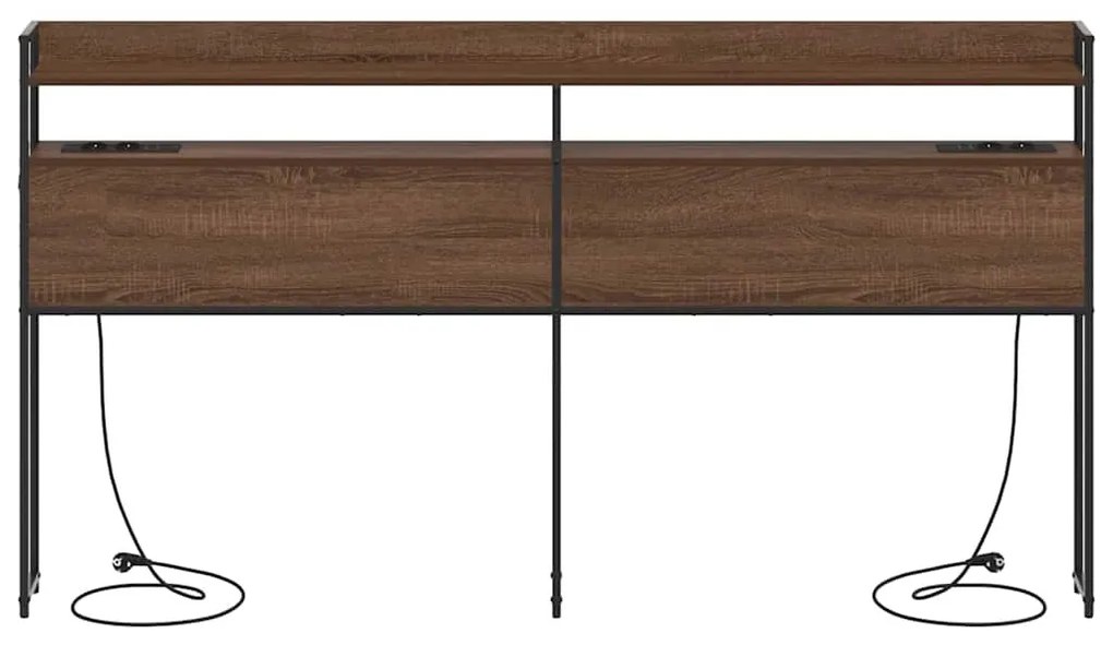 Fejtámla LED -es lámpákkal polcokkal barna tölgy 200 cm Faanyag