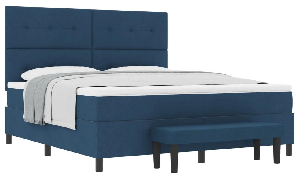 Box Spring Ágy matraccal és padra Kék 180x200 cm Szövet