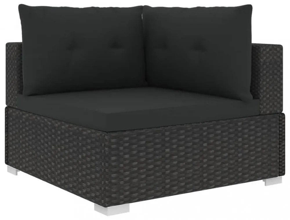 vidaXL 6 részes fekete polyrattan kerti ülőgarnitúra párnákkal