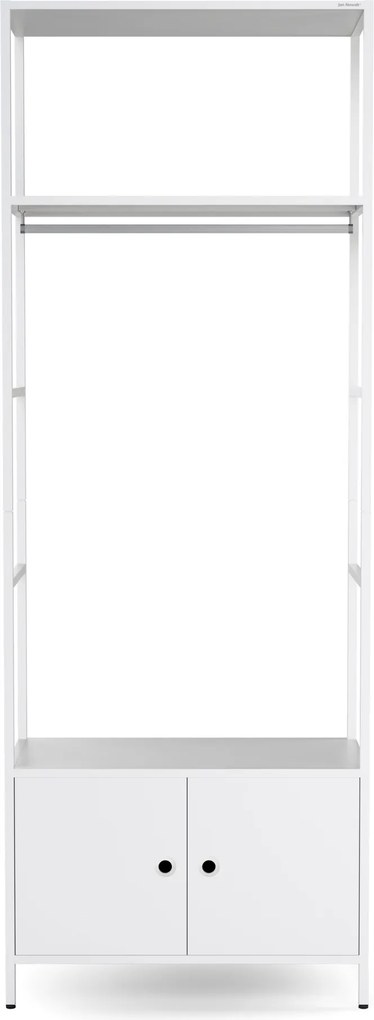 Irodai polc nyitott ruhaakasztó rúddal, recepcióra és váróterembe, fém, fehér, 800x2200x400 mm: ARIEL