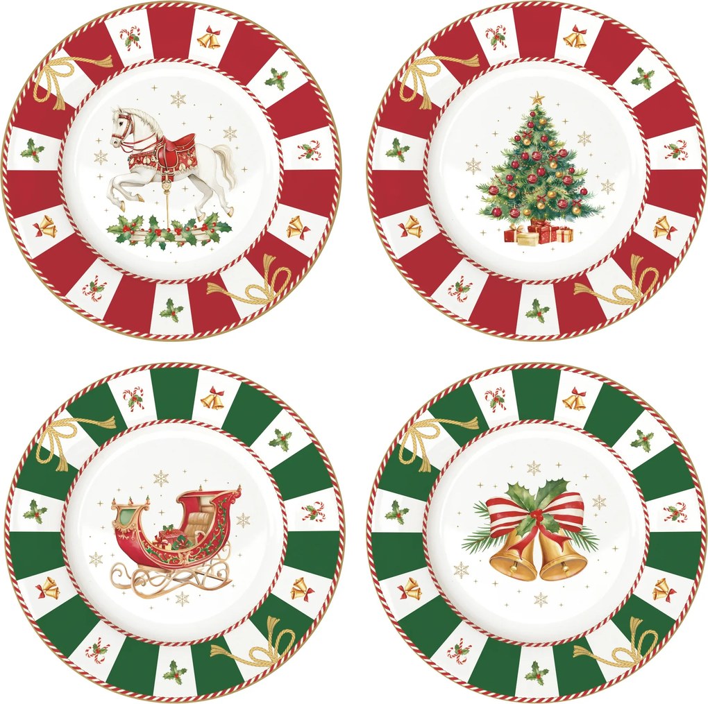 Karácsonyi desszertes tányérok 4 db 19 cm Karácsonyi kollekció Magic tányér
