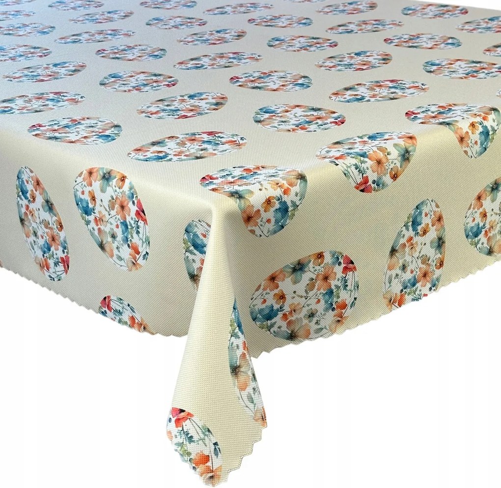 Abrosz Foltálló Húsvéti Nyomtatás Színes Virágos Húsvéti tojások 130x155 cm