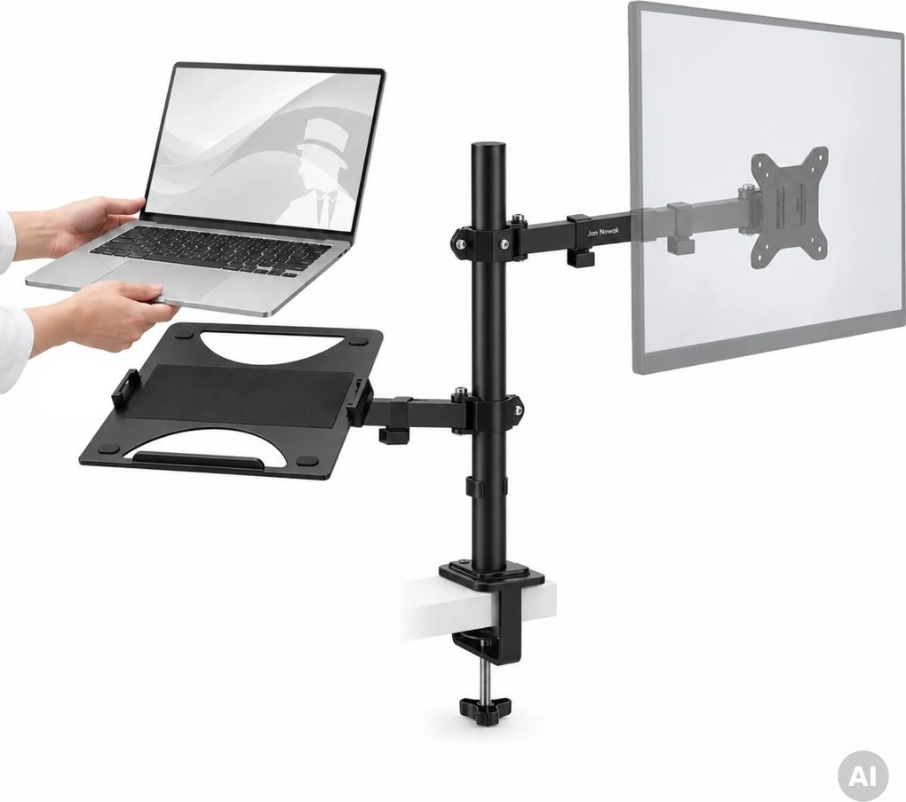Monitor- és laptopállvány 2 az 1-ben fekete: MARK
