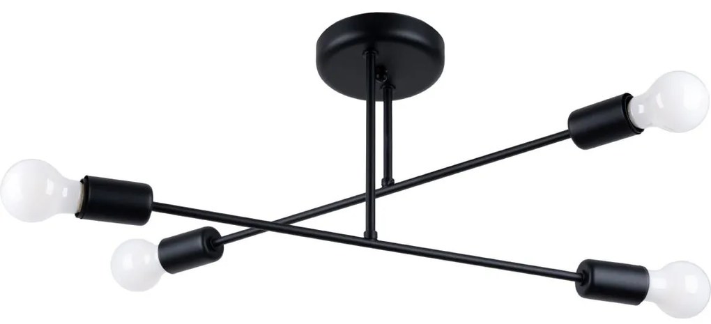 Sollux SL.1451 - Csillár rúdon NORAH 4xE27/15W/230V fekete