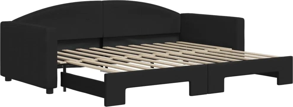 vidaXL fekete kihúzható szövet heverő 90x200 cm