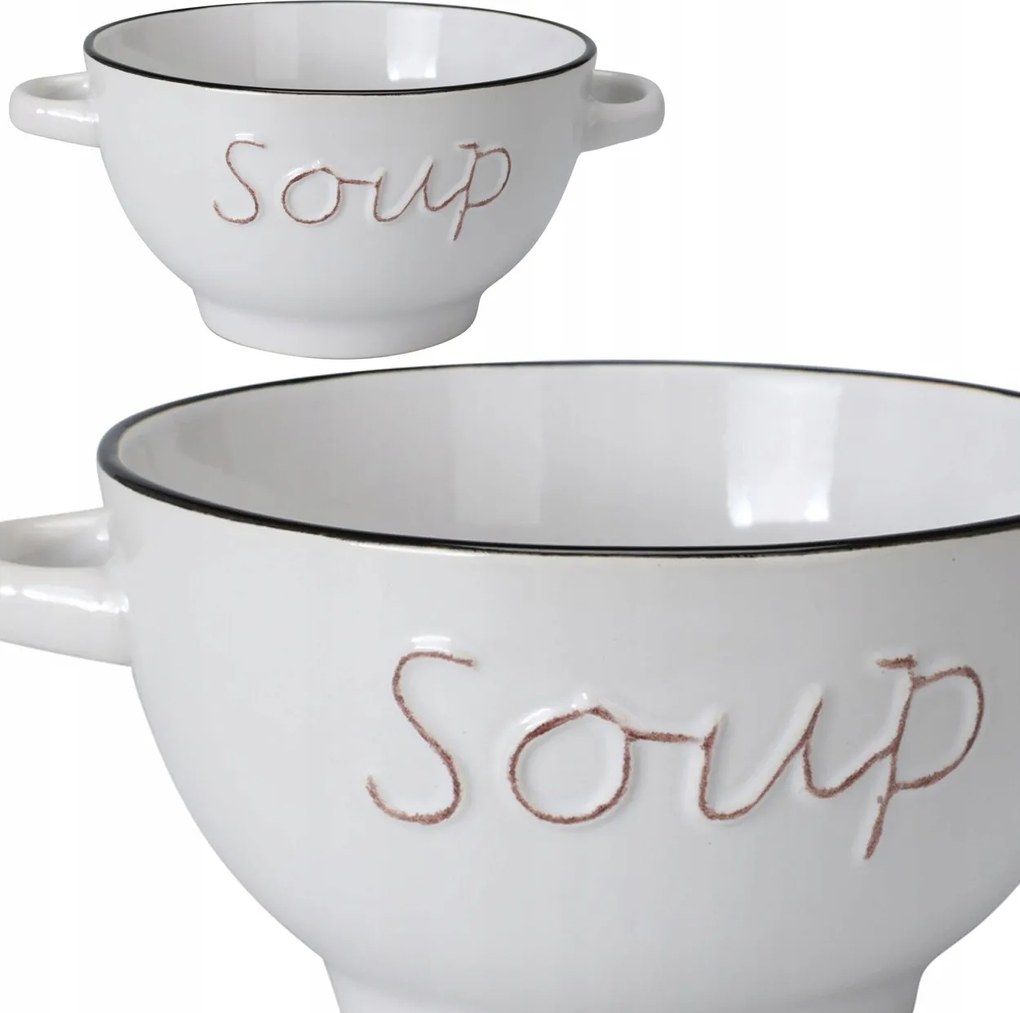 Leveses tál Pörkölt müzli kőből 650 ml Húsleves Tál fülekkel