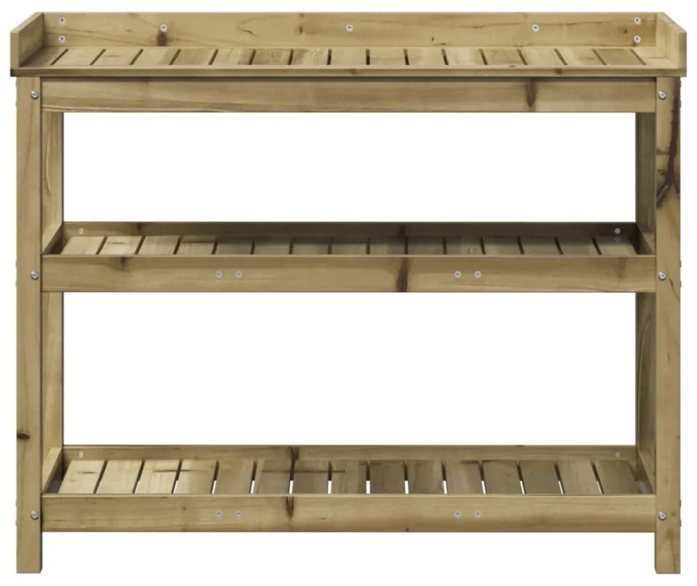 impregnált fenyőfa ültetőasztal polcokkal 108 x 45 x 86,5 cm