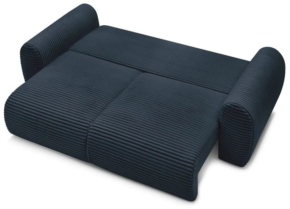 Sötétkék kordbársony kinyitható kanapé 257 cm Lucien – Bobochic Paris