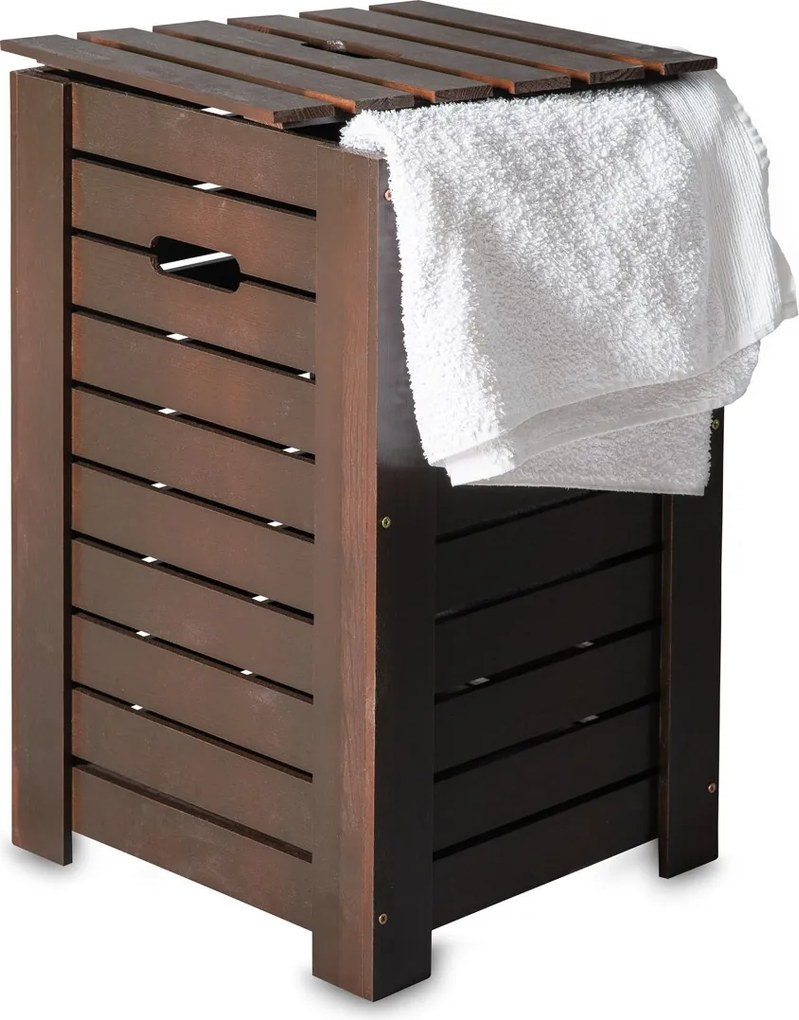 Fa Szennyestartó Kosár Fehérnemű Játék Fedéllel Tároló Zsák 67l 35cm