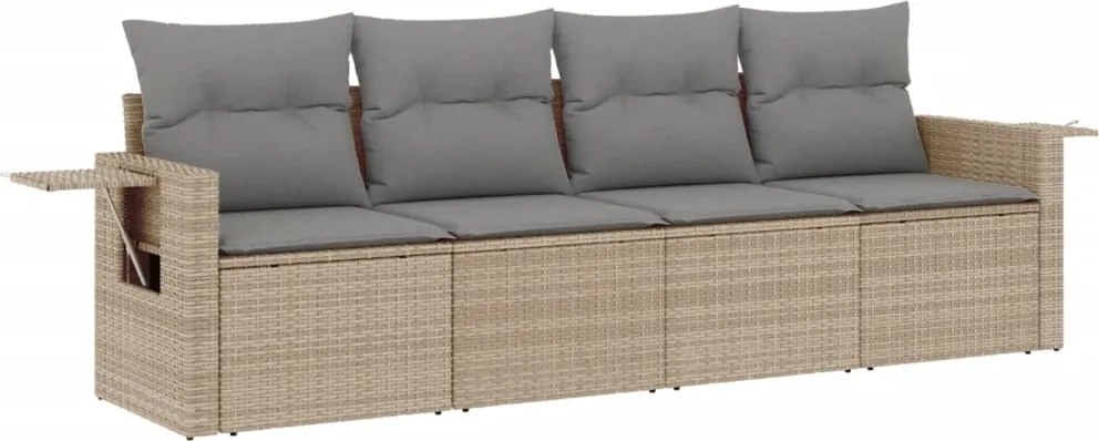vidaXL 4 részes bézs polyrattan kerti ülőgarnitúra párnákkal