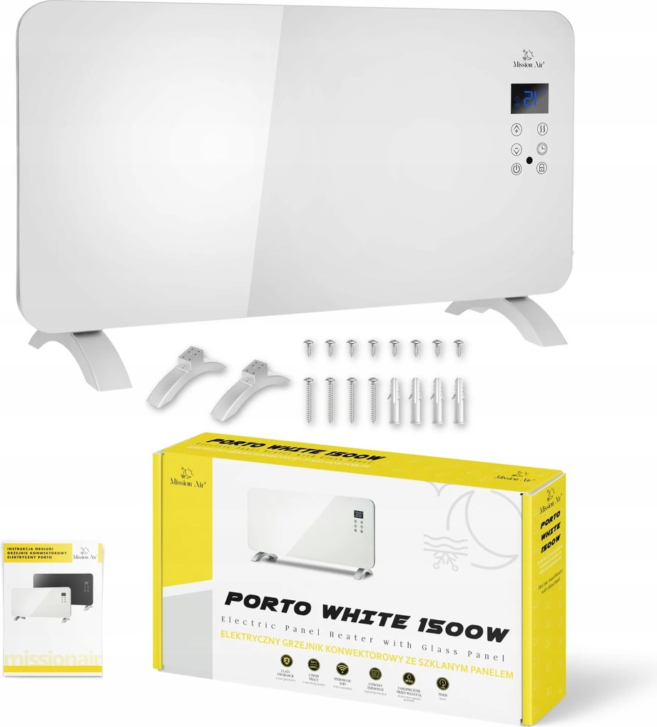 elektromos konvektor Üveg Panel energiatakarékos 1500W WiFi