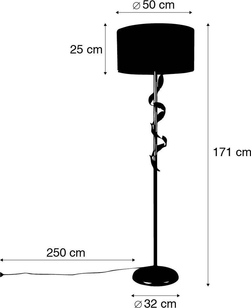 Vintage állólámpa antik arany zöld árnyékolóval - Linden