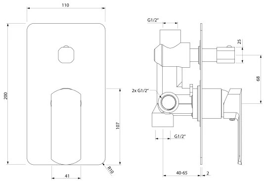 Sapho - Falba süllyesztett zuhanycsaptelep MIXONA fényes króm