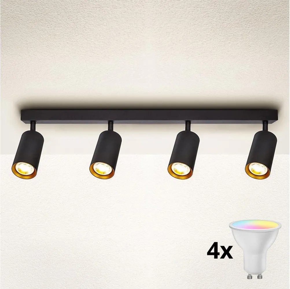 Brilagi - LED RGBW dimmelhető spotlámpa SELE 4xGU10/6W/230V fekete/arany