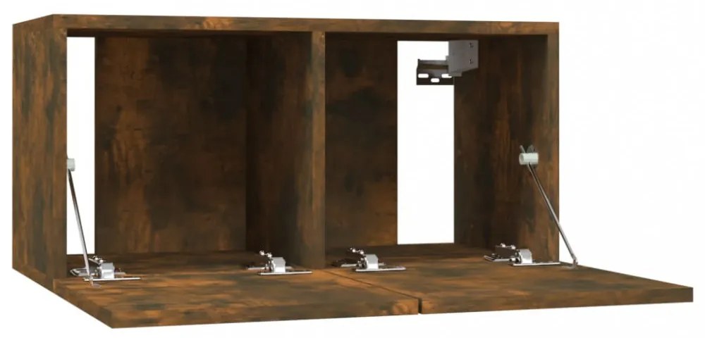 3 db füstös tölgy színű fa függő TV-szekrény 60 x 30 x 30 cm
