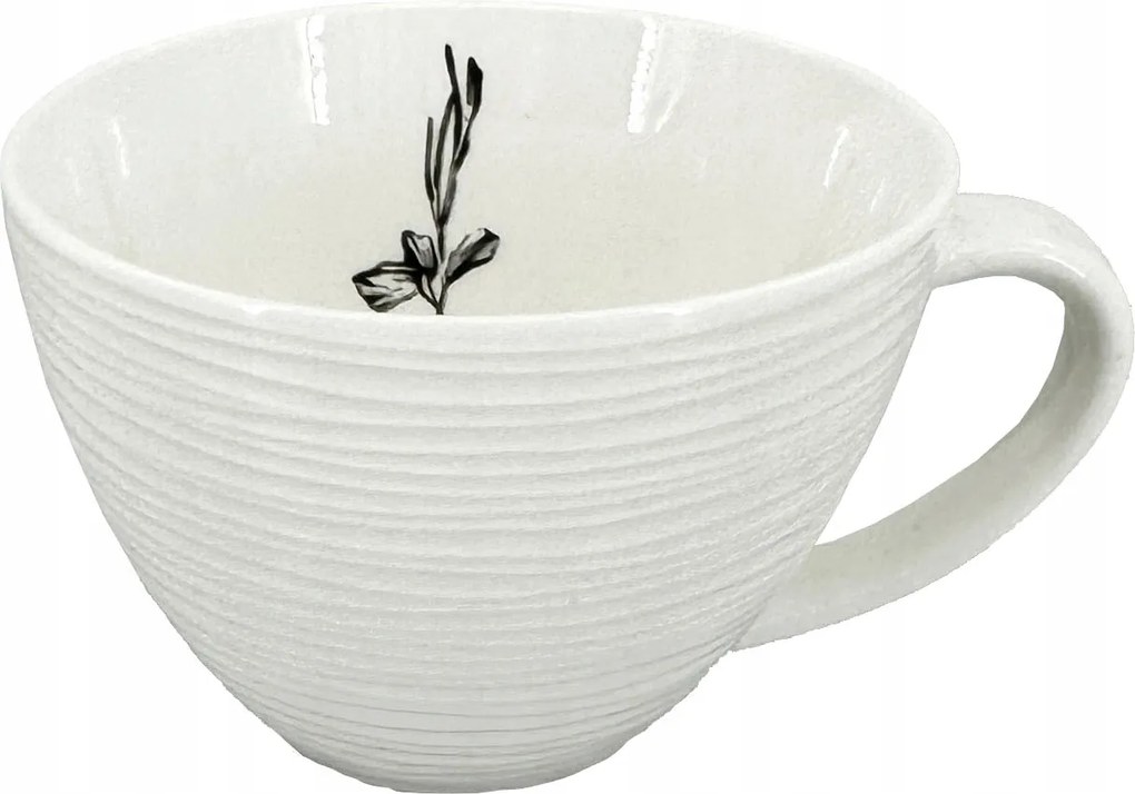 Porcelán bögre Croft Wild 400ml, fehér/fekete
