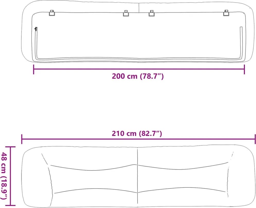 fehér műbőr fejtámla párna Hvar 200 cm
