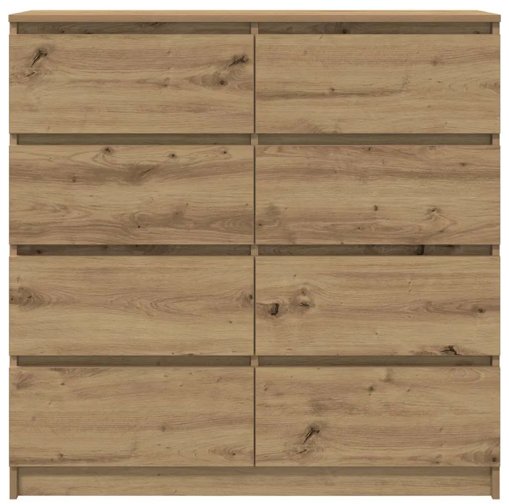 kézműves tölgy színű szerelt fa tálalószekrény 100x35x99 cm