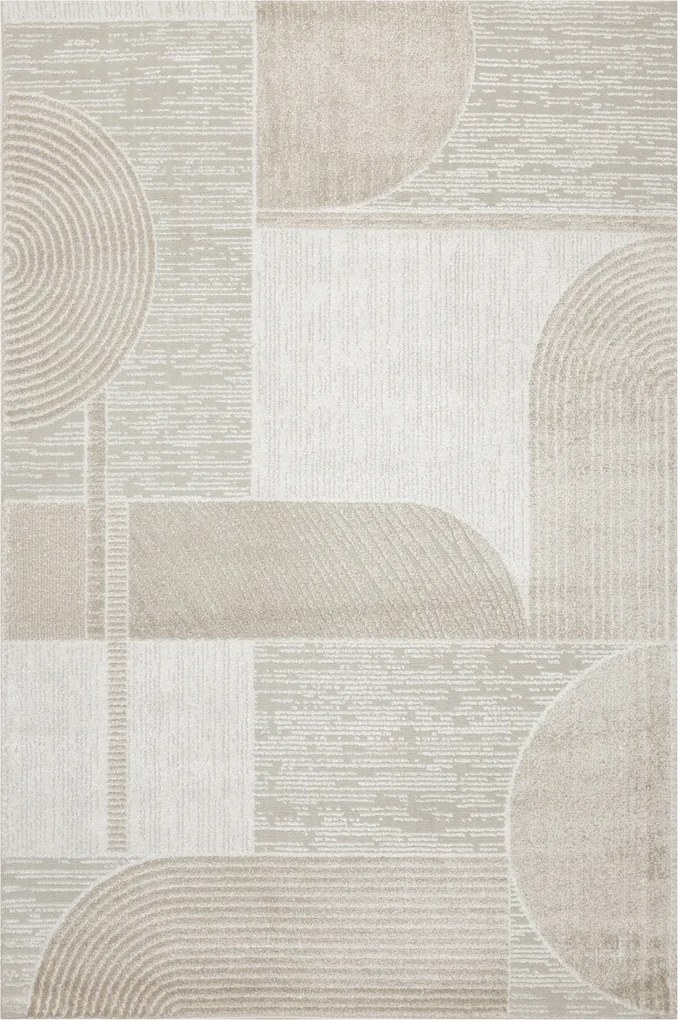 Krémszínű Bézs Szőnyeg Félköríves Puha Csillogó Szoba Matrac 200x290 cm