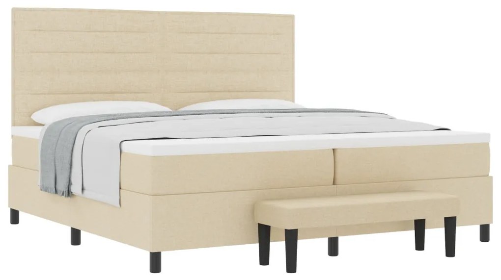 Boxspring ágy matraccal és padlóval Bézs 200x200 cm Szövet