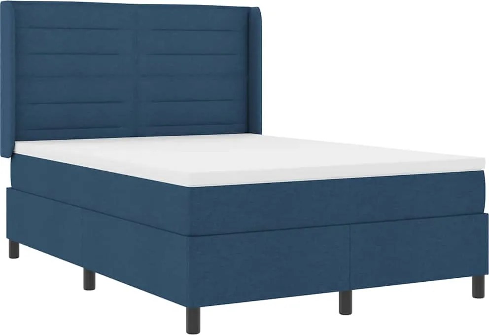 vidaXL LED Box Spring Ágy matracmal Kék 160 x 200 cm szövet