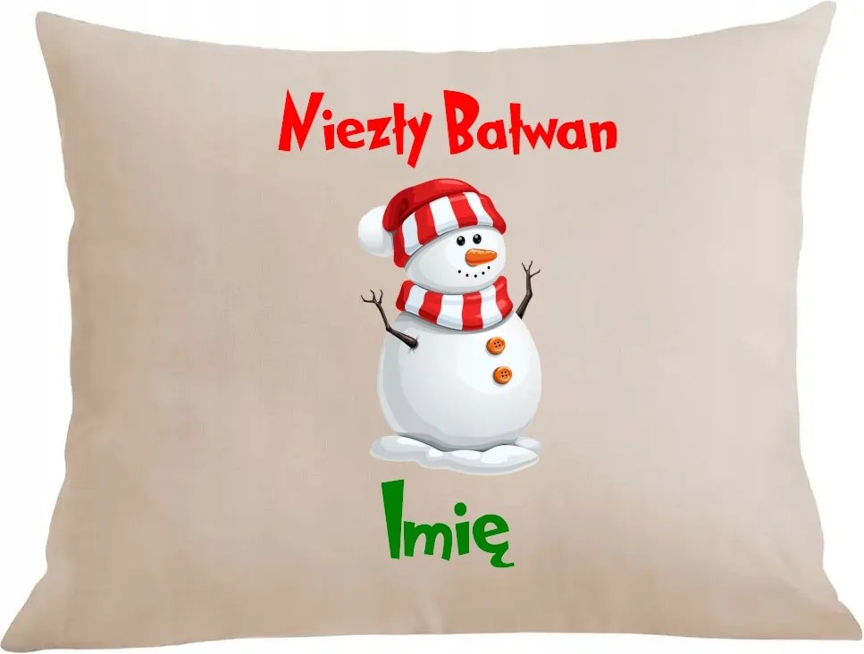 Párna párnahuzat Karácsonyi nyomtatás Szép Hóember Név Ajándék