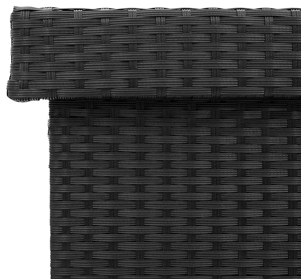 fekete polyrattan kerti tárolóláda kerekekkel 110x55x73 cm