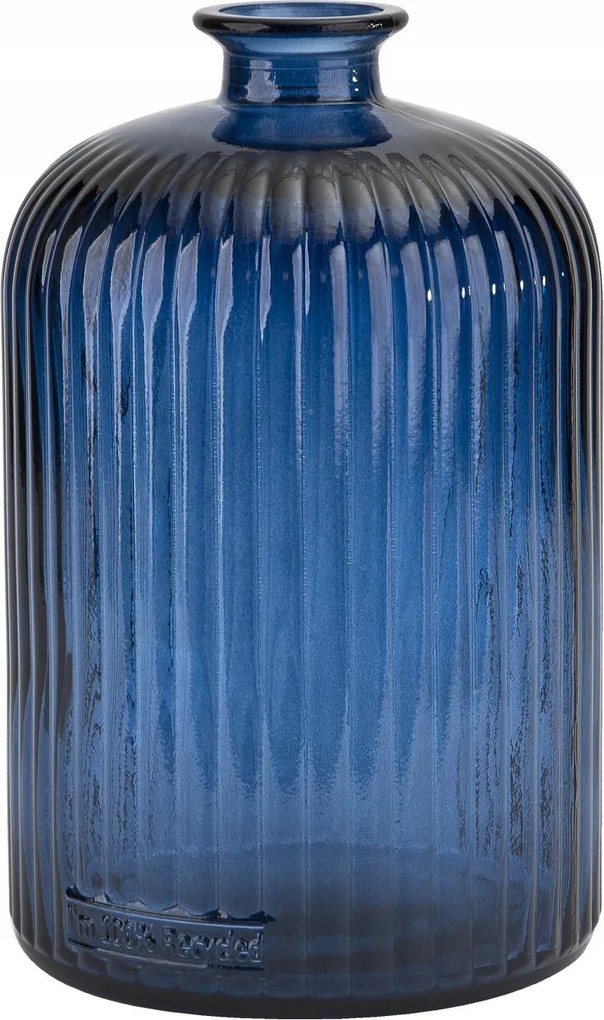 Üveg váza 23 cm Csíkos sötétkék San Miguel újrahasznosított