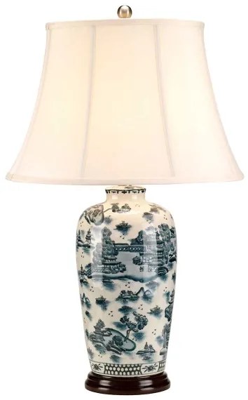 Elstead KÉK-TRAD-WP-TL - Asztali lámpa BLUE TRADITIONAL 1xE27/60W/230V