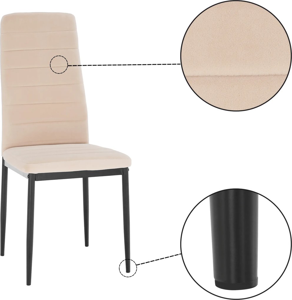 Szék, bézs Dulux Velvet szövet/fekete fém, COLETA NOVA