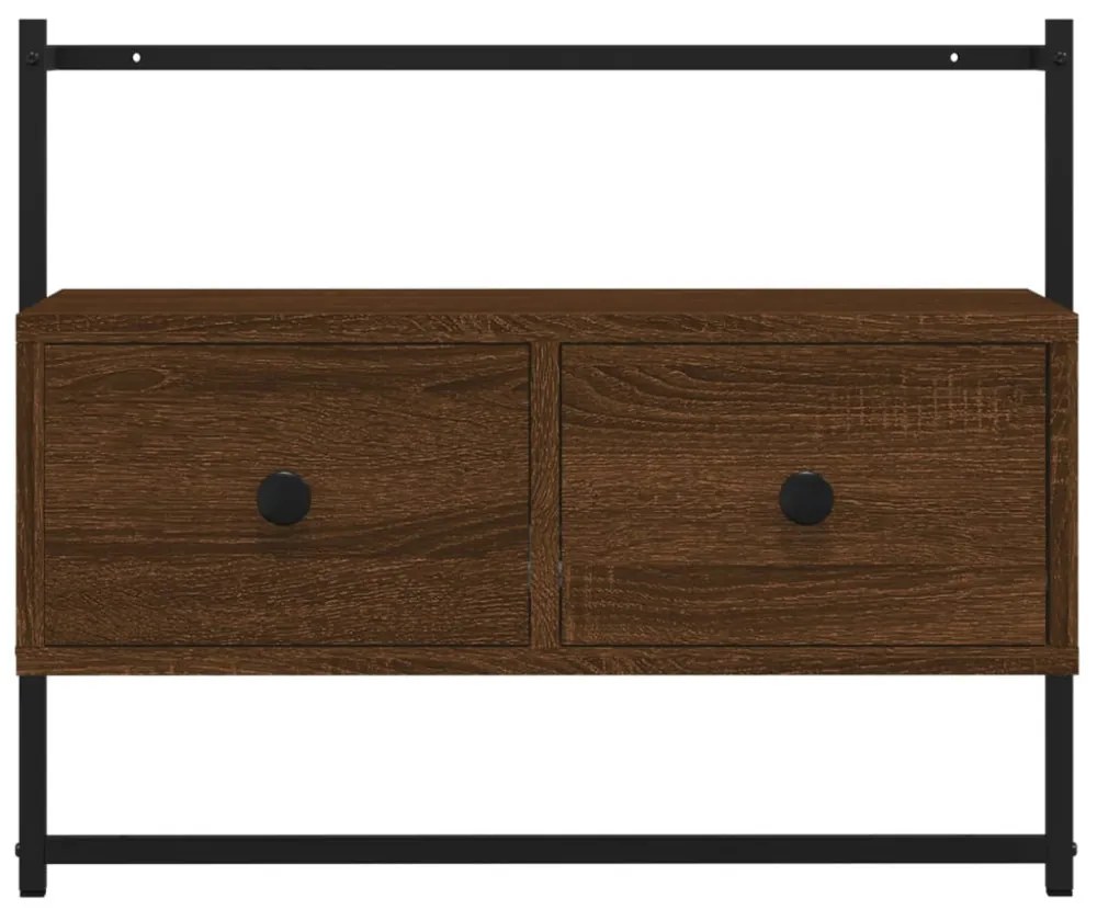 barna tölgyszínű szerelt fa fali TV szekrény 60,5 x 30 x 51 cm
