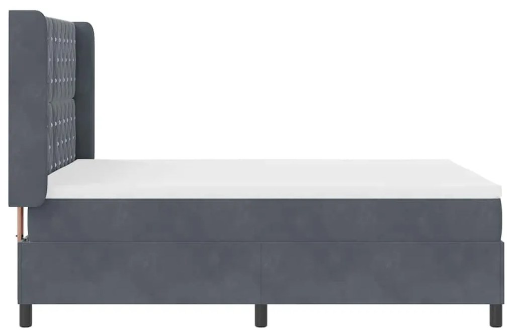 LED Box Rugós Ágy Mattresszel Sötétszürke 140 x 200 cm Bársony