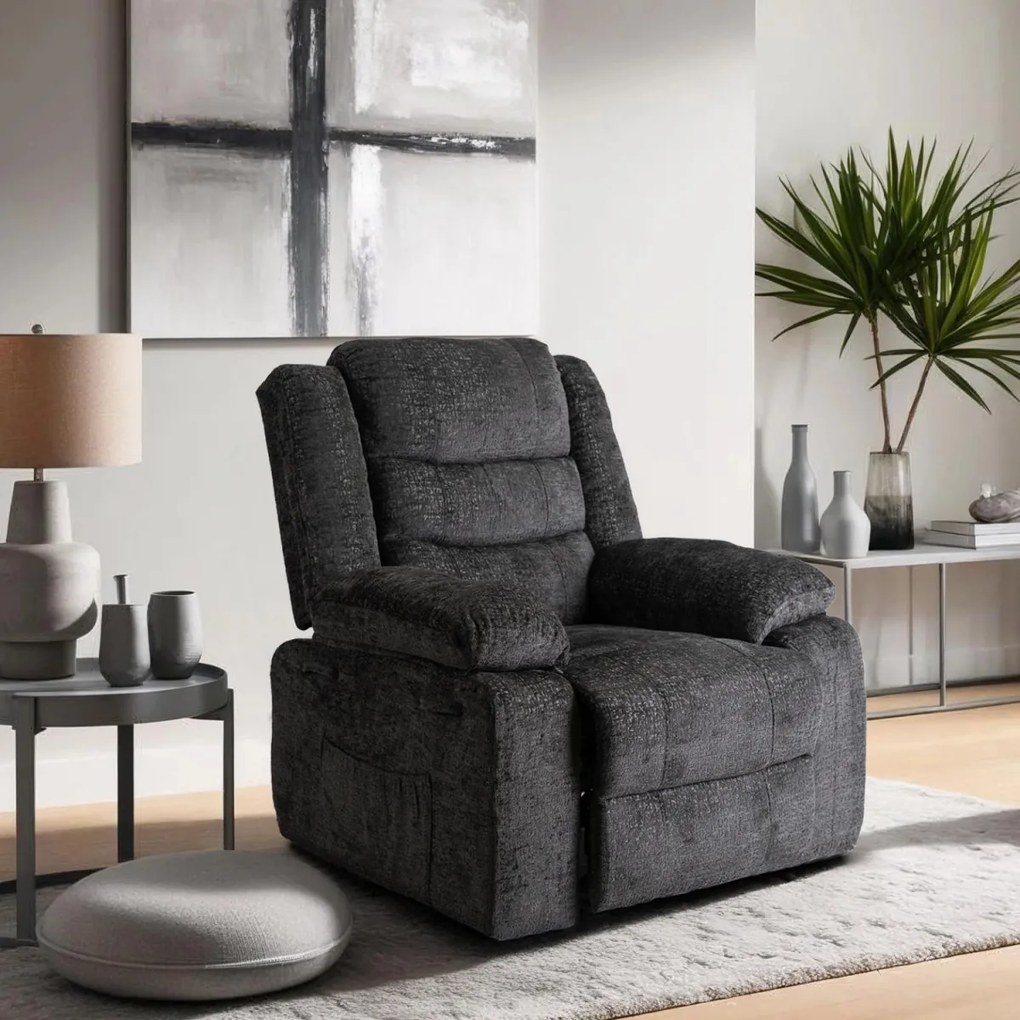 Dönthető fotel fekete bársony, ARTURO